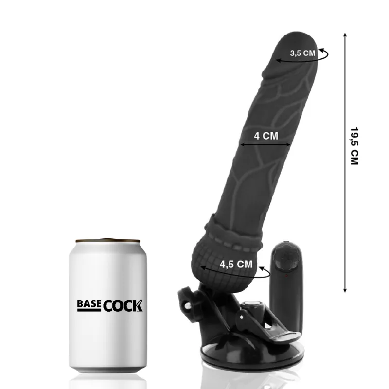 Vibromasseur Réaliste Télécommande Noir 19,5 x 4 cm Basecock