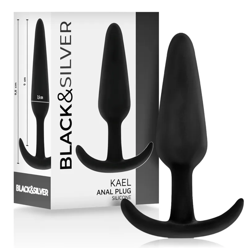 Plug Anal en Silicone Kael avec Poignée Moyenne Black&Silver