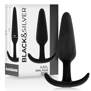 Plug Anal en Silicone Kael avec Poignée Moyenne Black&Silver