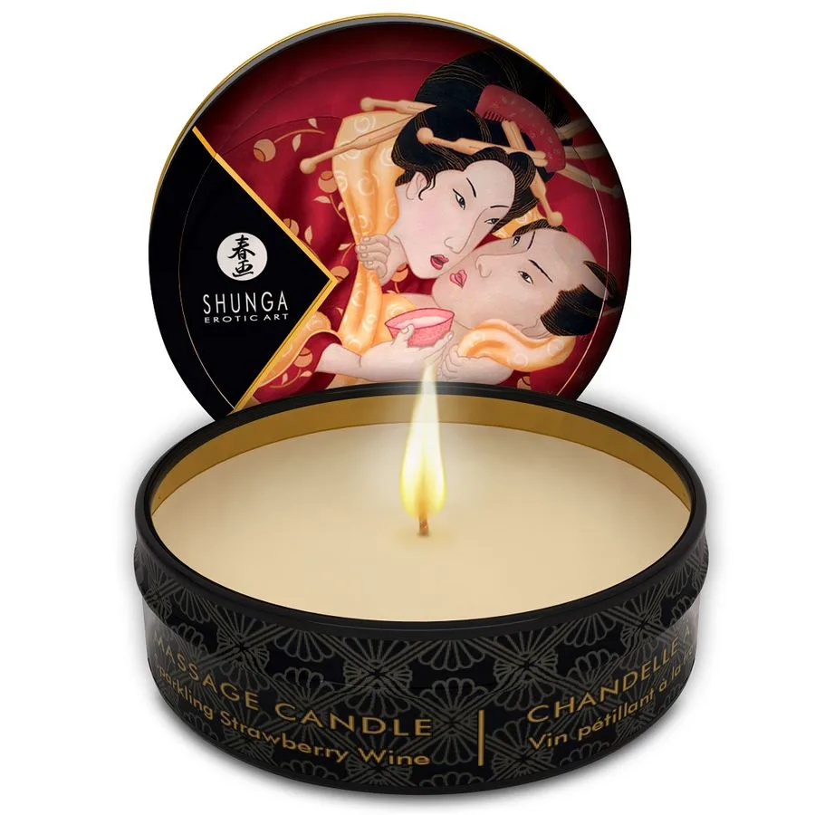 Mini Caresse aux Chandelles Fraises et Bougie de Massage Shunga