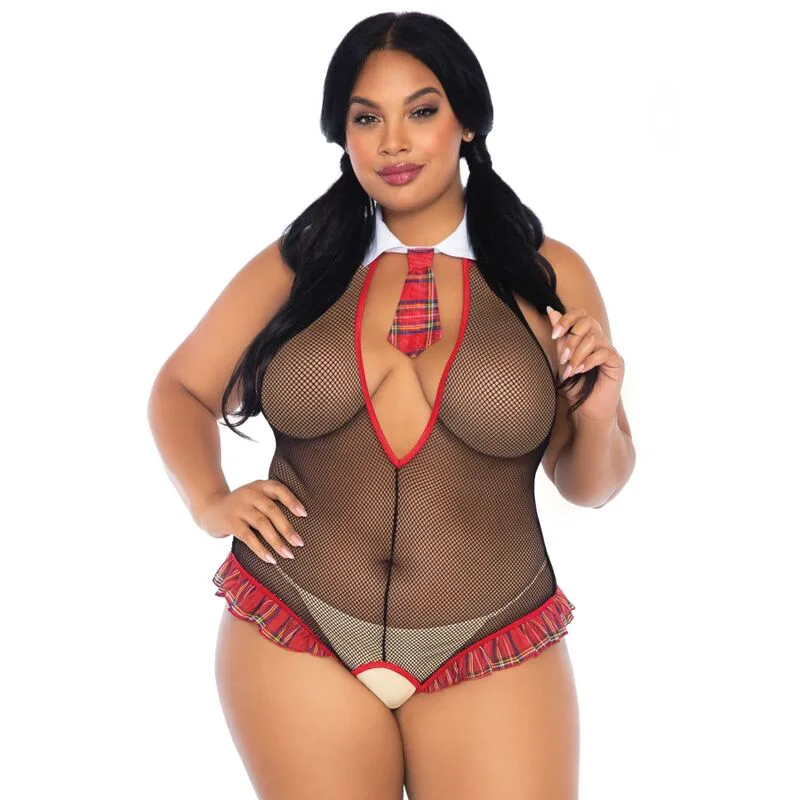 Écolière Ouvert Fitness Teddy Grande Taille Leg Avenue body résille