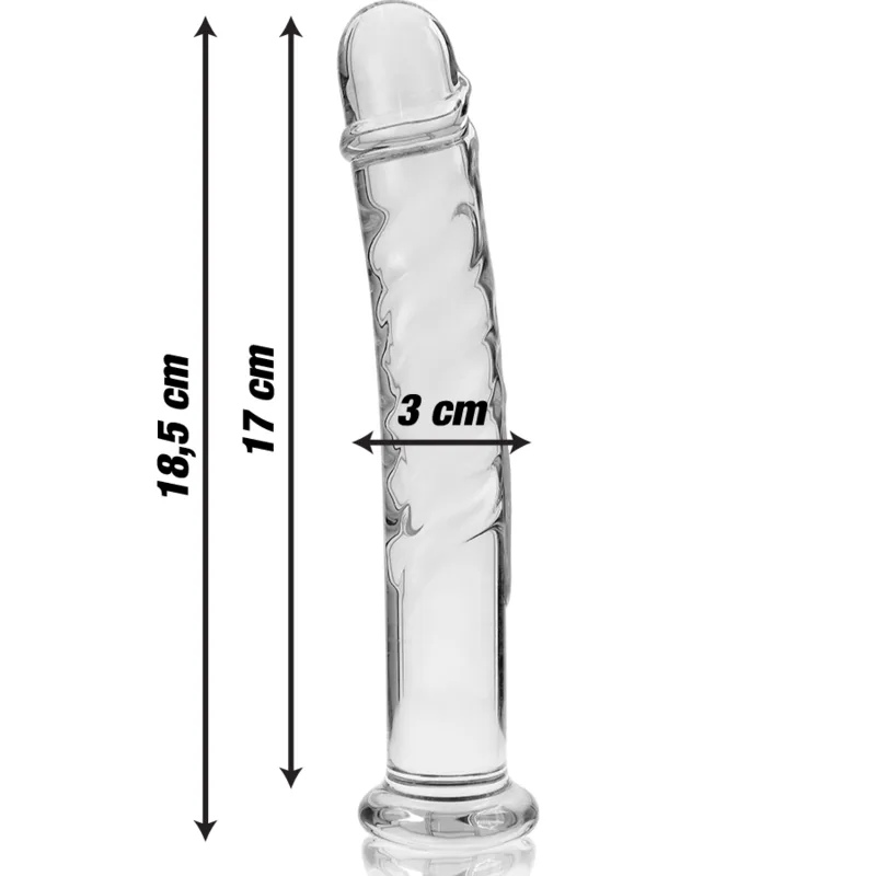 Modèle 16 Gode en Verre Borosilicate Clair 18,5 cm x 3 Nebula Series By Ibiza