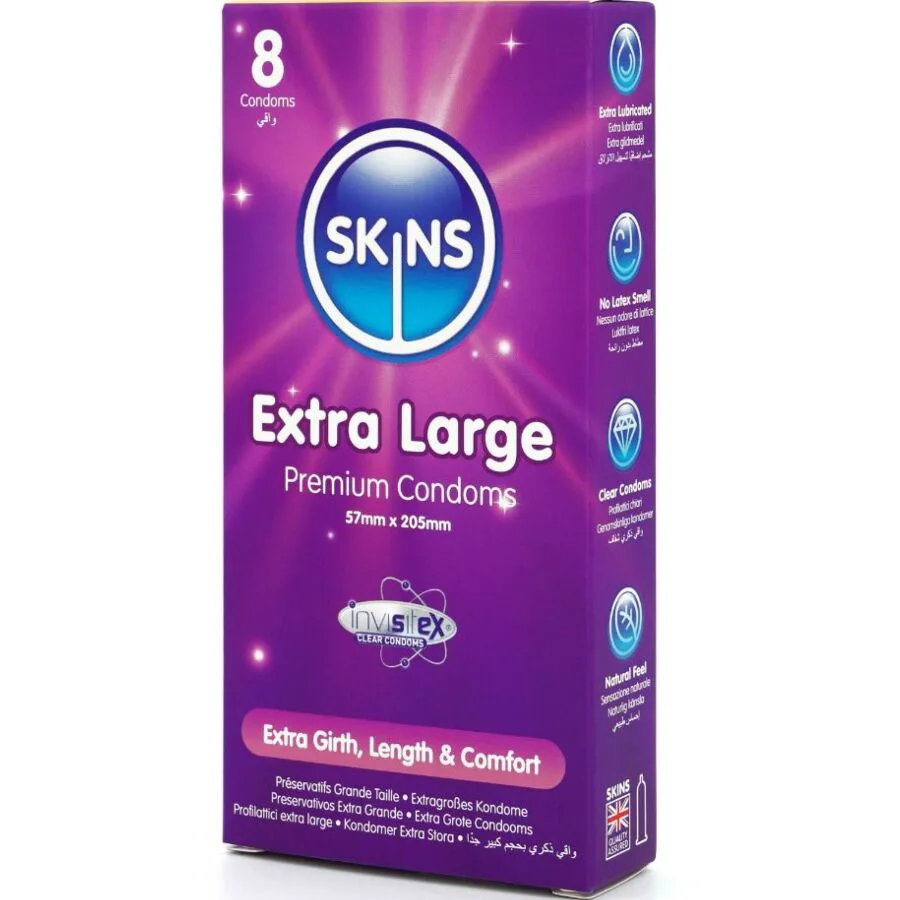 Pack de 8 Préservatifs Extra Larges Premium Skins