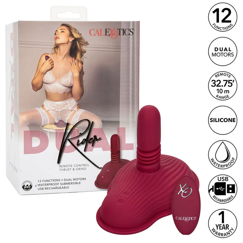 Stimulateur clitoridien Rider Masseur Double Moteur Télécommande Rouge Calexotics