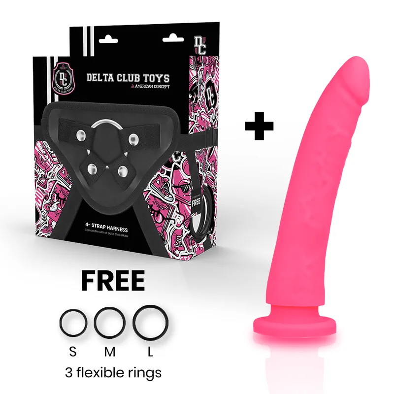 Toys Harnais + Gode Silicone Rose 17 x 3 cm Delta Club