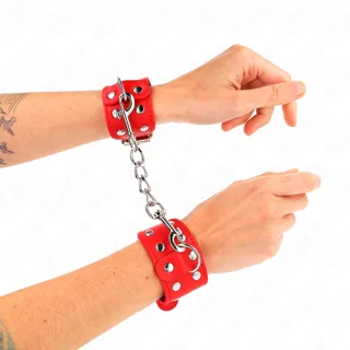 Bracelets avec Double Ligne de Clous Réglables Rouge Kink rouge menottes