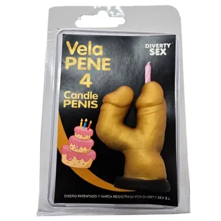 Bougie Pénis en Forme de Chiffre 4 Couleur Or Diablo Picante jeu coquin