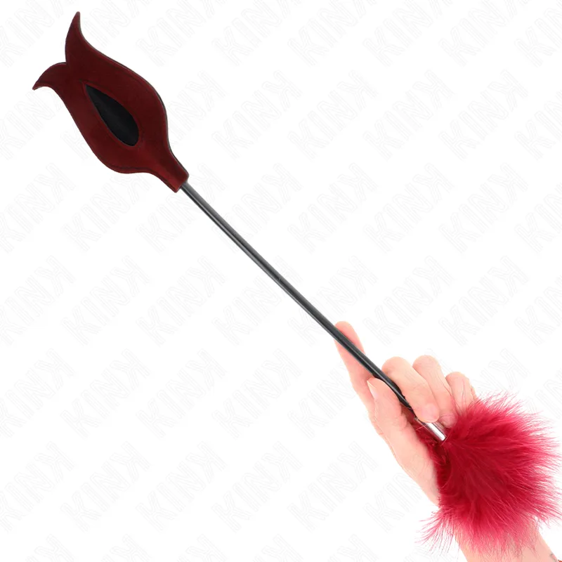 Plumes de Chacouilles avec Palette en Forme de Rose 8 CM Kink rose bdsm