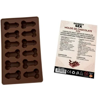 Moule à Chocolat avec 12 Pénis en Silicone à Suspendre rouge jeu coquin