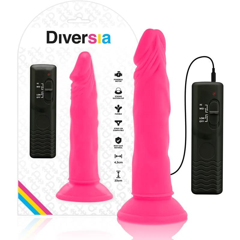 Gode Souple avec Vibration Rose 23 x 4,3 cm Diversia