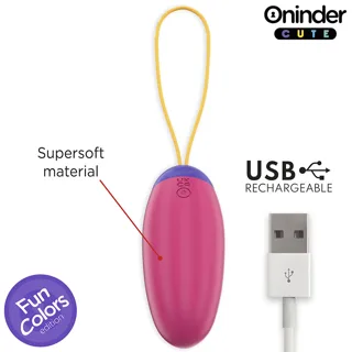 Œuf vibrant Oninder Cute avec sa boîte et l'écran de l'application en Bluetooth