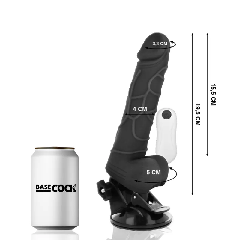 Vibromasseur Réaliste Télécommande Noir avec Testicules Basecock