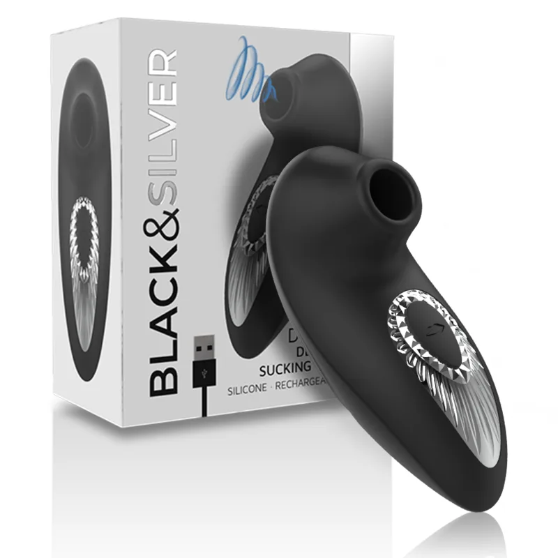 Vibromasseur Drake Deluxe Sucking Vibe Rechargeable Silicone Noir Black&Silver