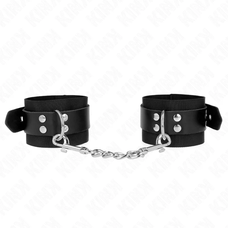 Menottes en Nylon Noir avec Ceinture en Cuir Noir Kink