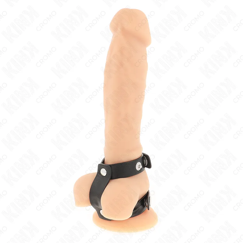 Anneau pénien Double en Cuir Réglable Kink