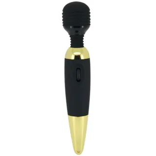 Vibromasseur wand nervuré noir et or vue 2