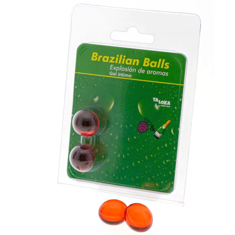 2 Boules Brésiliennes Gel Intime Fraises & Champagne Taloka lubrifiant base eau