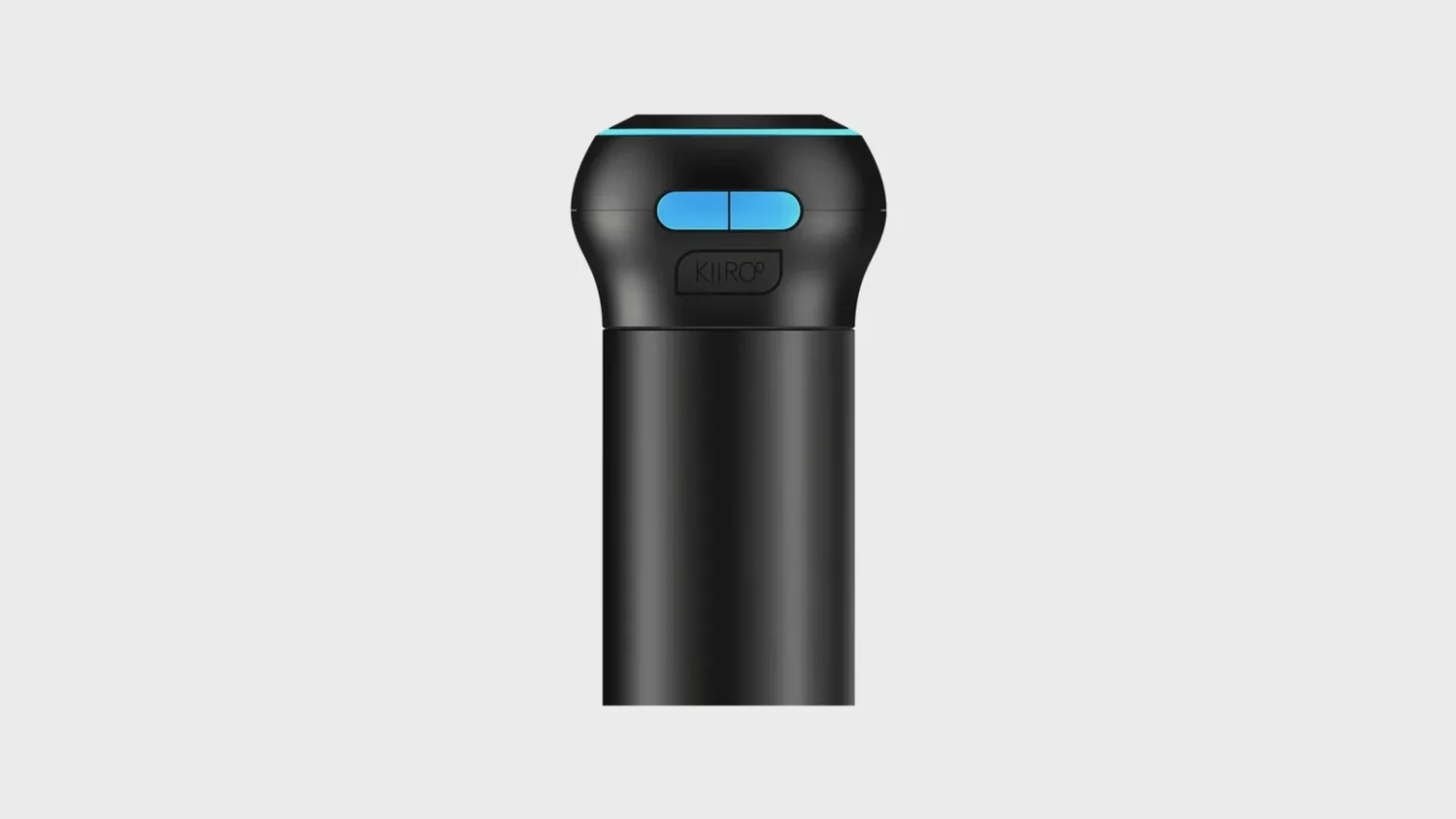 Boîtier Kiiroo Control noir, anneau lumineux bleu et deux touches, pour piloter un masturbateur à distance