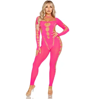 Bodystocking Rose Dos Ouvert Taille Unique Leg Avenue rose body résille