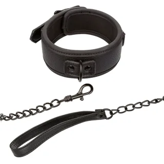Nocturnal Collier et Laisse en Cuir Réglable Noir Calexotics