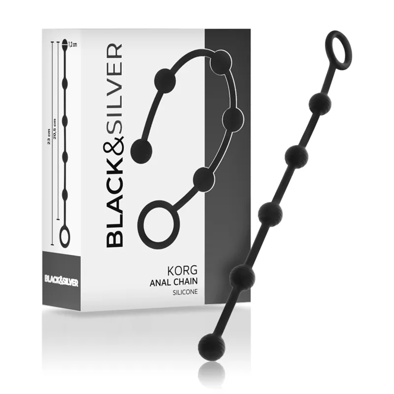 Chapelet Anal Korg Silicone Initiation 21 cm Black&Silver