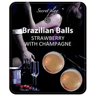 Ensemble de Boules Brésiliennes Fraise et Champagne Secretplay lubrifiant base eau