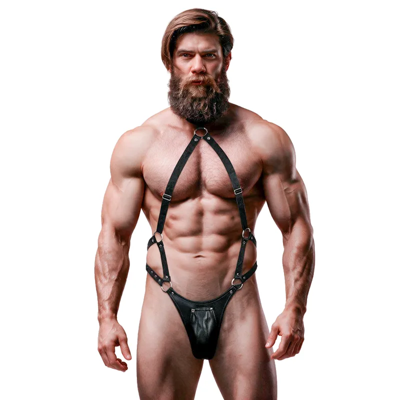 Gode Harnais Jock Strap en Cuir Écologique pour Hommes