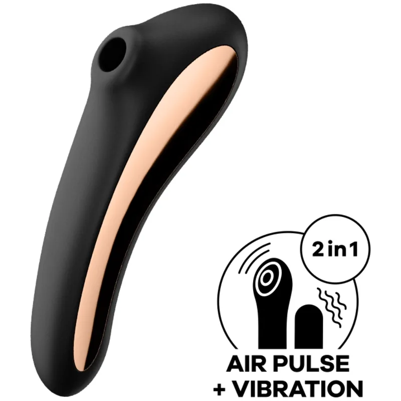 Stimulateur clitoridien Vibromasseur Dual Kiss Air Pulse Noir Satisfyer