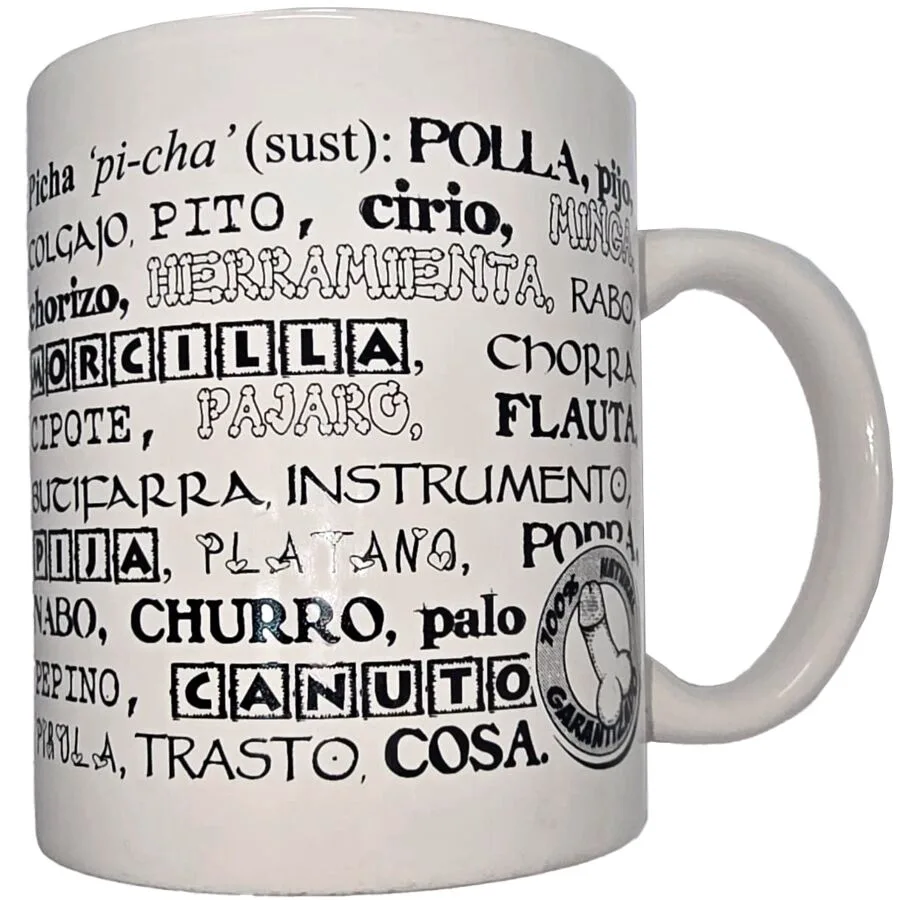 Tasse Blanche avec Synonymes de Pénis 370 ML Diablo Picante blanc jeu coquin