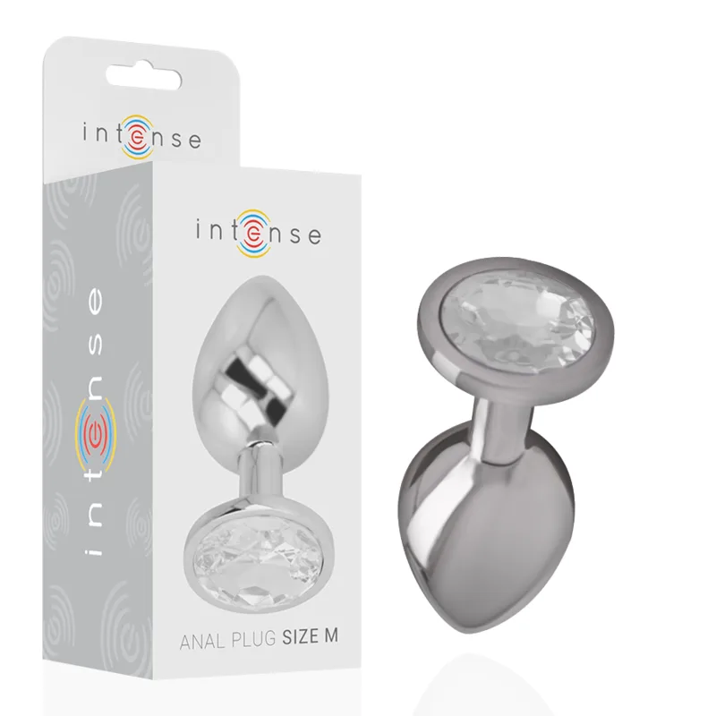 Plug Anal en Métal Aluminium avec Cristal Dargent Taille M Intense