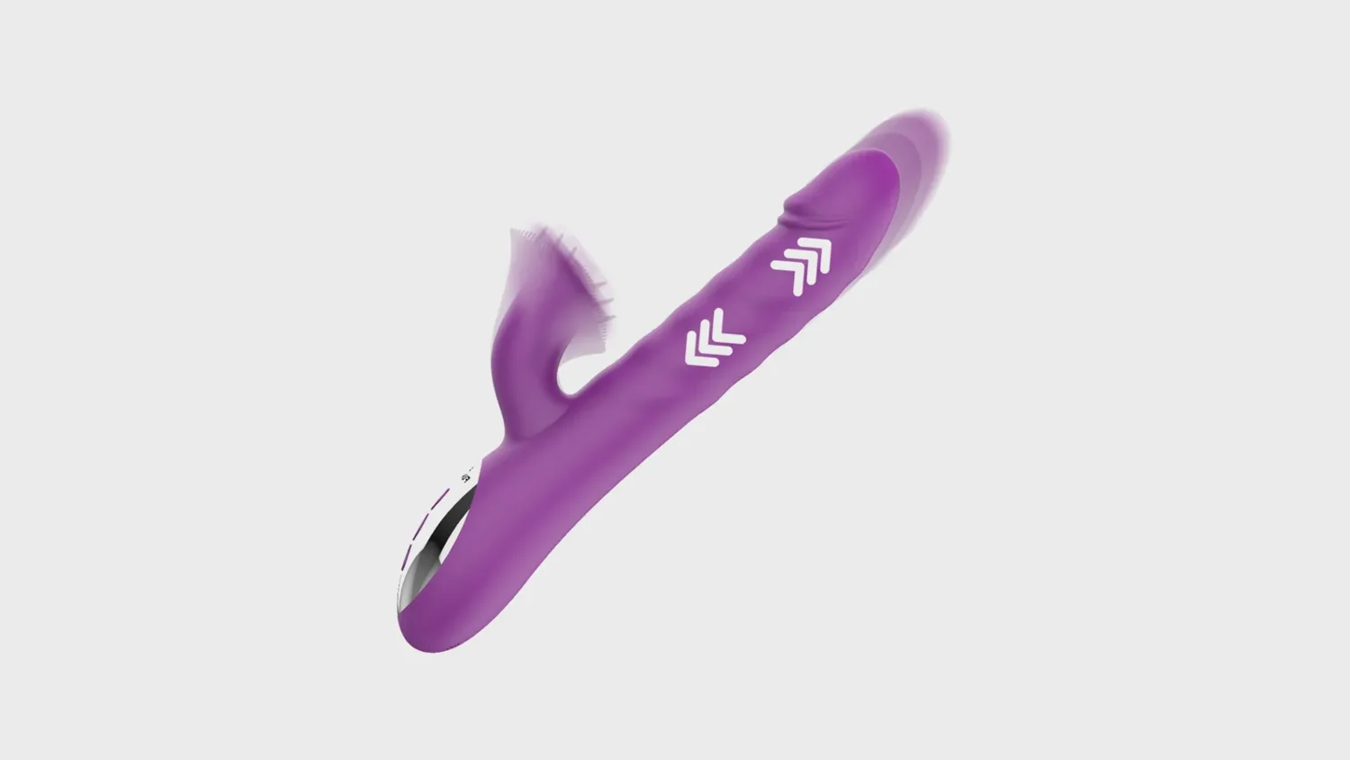 Schéma du mouvement de va-et-vient de la tige du vibromasseur rabbit Fun Function Zenda violet