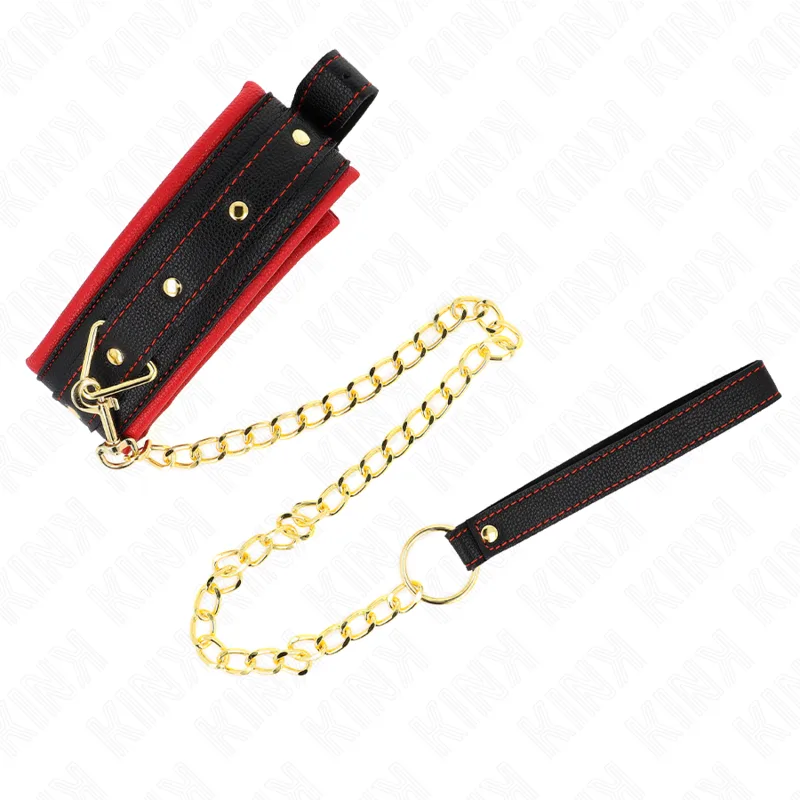 Collier avec Laisse en Tissu Uni Ajustable 33-48 cm x 5,7 Kink