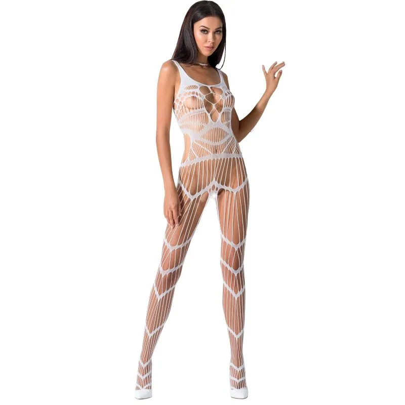 Femme BS058 Bodystocking Blanc Taille Unique Passion blanc body résille