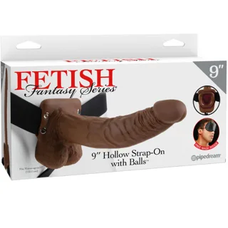 Gode Sangle Creux 9 avec Boules 22,9 cm Marron Fetish Fantasy