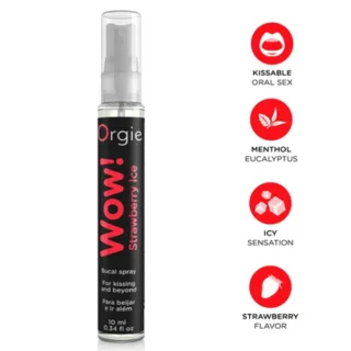 Wow! Spray Buccal Glacé à la Fraise 10 ML Orgie lubrifiant comestible