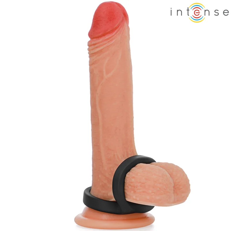Bobby Double Anneau pénien en Silicone Noir Intense
