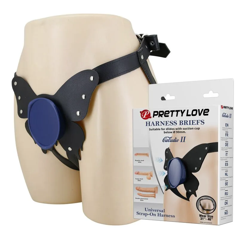 Gode Slip Harnais Universel à Bretelles Noires et Bleues Pretty Love