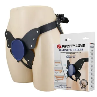 Gode Slip Harnais Universel à Bretelles Noires et Bleues Pretty Love
