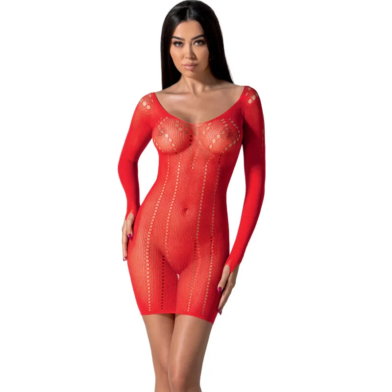 BS101 Bodystocking Rouge Taille Unique Passion rouge body résille