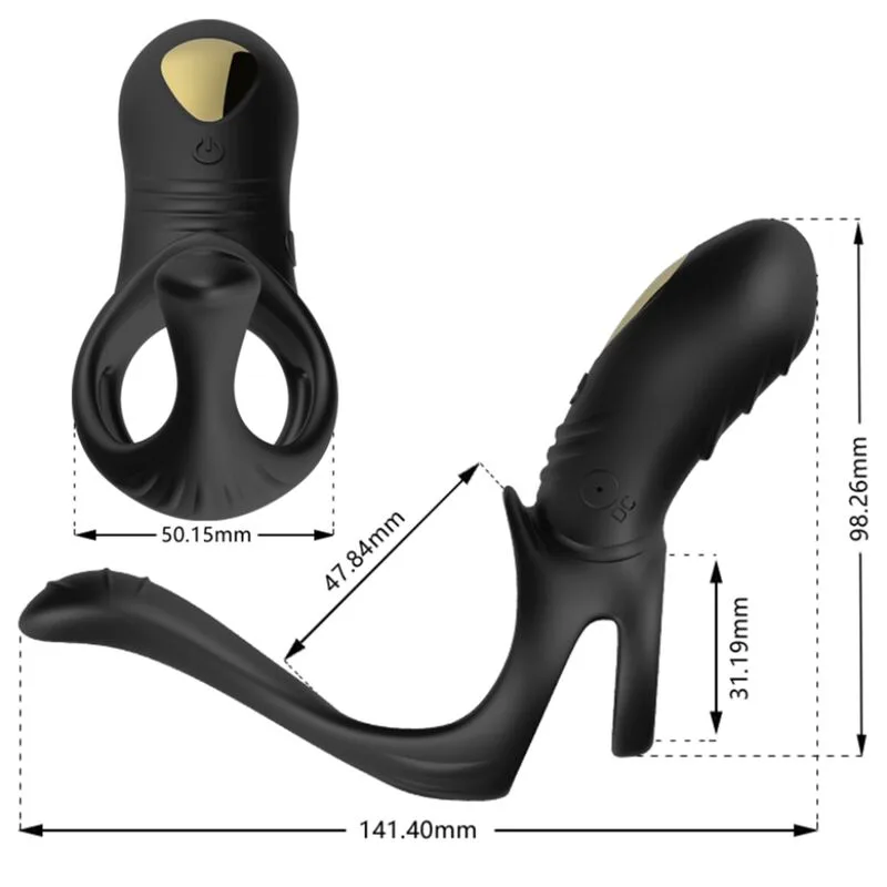 Vibromasseur Jumper Ring pour Couples & Plug Anal Noir Armony