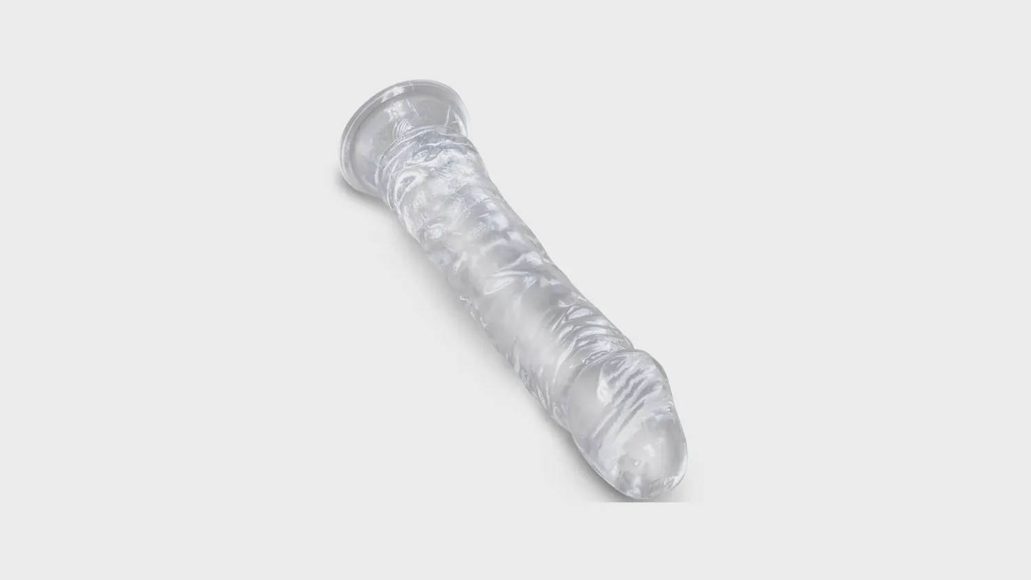Gode réaliste transparent King Cock Clear couché, gland et veines détaillés, 4,6 cm de diamètre