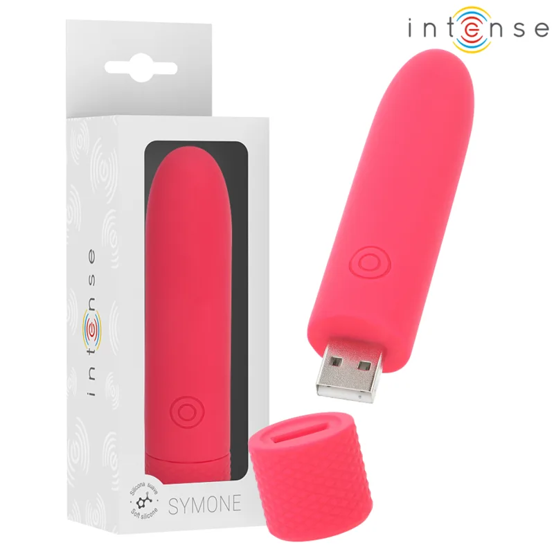Vibromasseur Symone Bullet Vibrant Rechargeable USB 8 Vibrations Rouge Intense