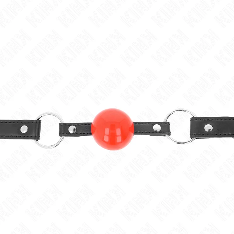 Bâillon Balle 4 CM avec Serrure Boule Rouge Bracelet Noir Kink noir bâillon