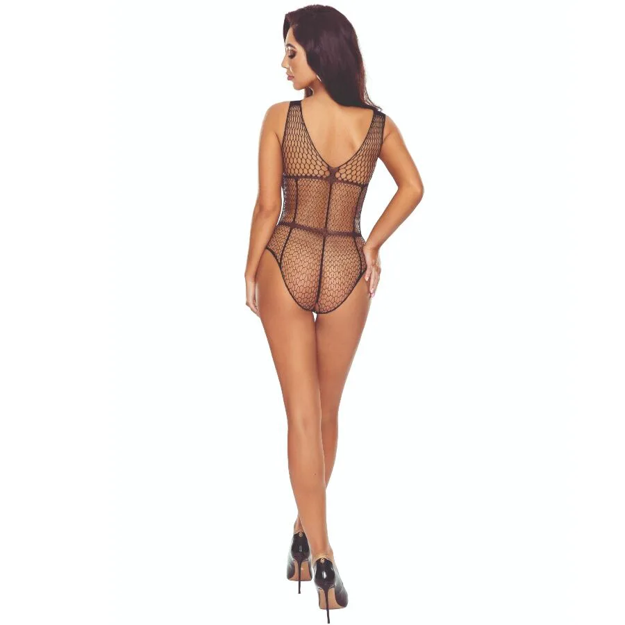 BS114 Bodystocking Noir Grille Passion noir body résille