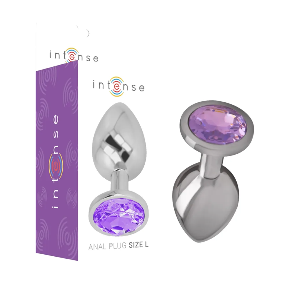 Plug Anal Métal Cristal Intense - avec son échelle de taille - Violet