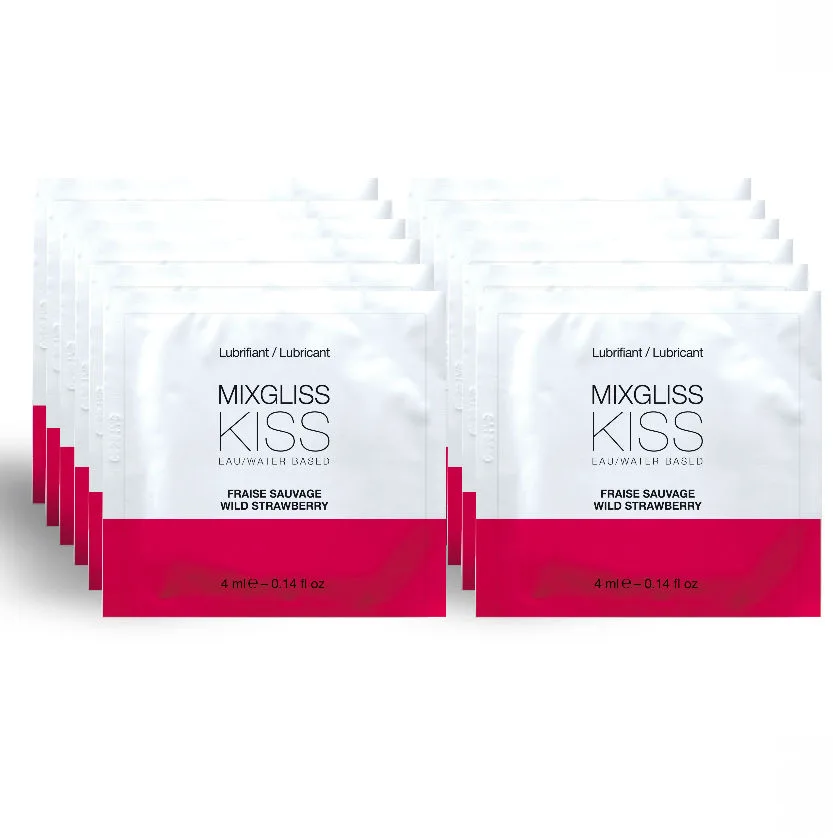 Lubrifiant Base d'Eau Saveur Fraise 12 Unidose 4 ml Mixgliss
