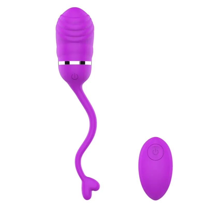 Œuf Vibrant Sookie Intense violet et sa télécommande sans fil, présentés seuls sur fond blanc