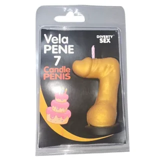 Bougie Pénis en Forme de Chiffre 7 Couleur Or Diablo Picante jeu coquin
