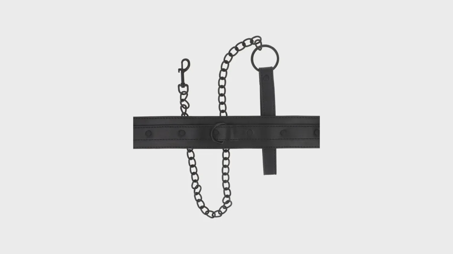 Collier en cuir végétalien Fetish Submissive noir avec sa chaîne de laisse, accessoire de soumission