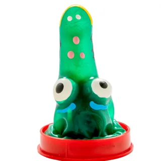 Modèle Crocodile 1 : préservatif fantaisie peint à la main Condomerie, objet décoratif